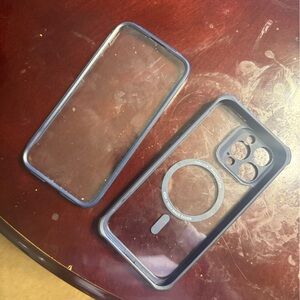 Clear and Blue Phone Case with MagSafe For IPhone 15 pro max